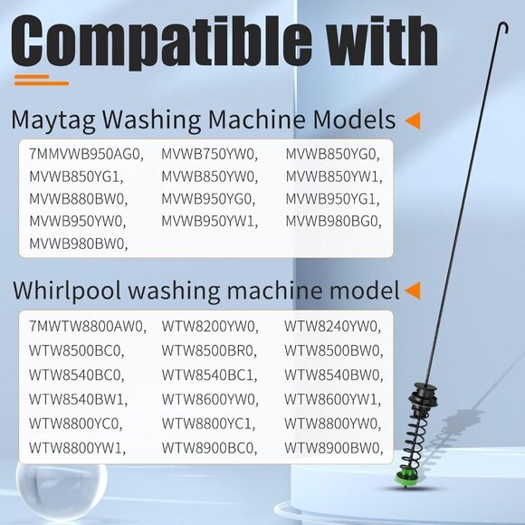 W10440786 Washer Suspension Rod Kit Compatible with Whirlpool Maytag 4 Rods - Picture 2 of 7